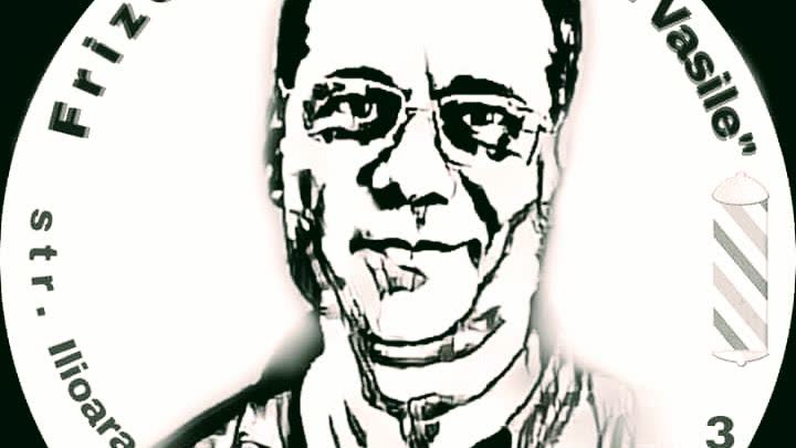 Sigla frizeriei: portret desenat în alb-negru, str. Ilioara 3
